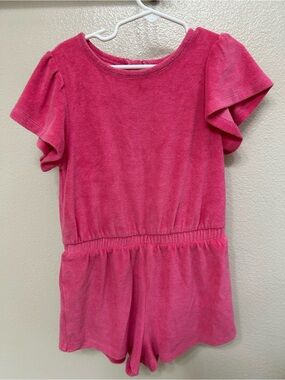 Tucker + Tate Hot Pink Terry Romper with Flutter Sleeves